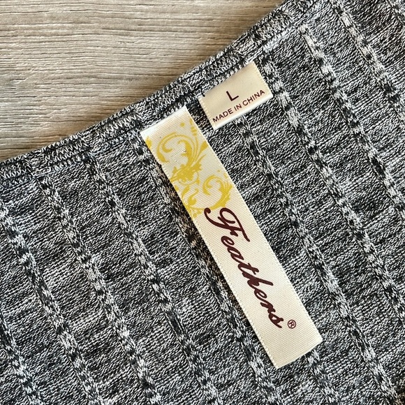 Feathers Gray Asymmetrical Ribbed Long Sleeve Bodycon Dress - Picture 3 of 4